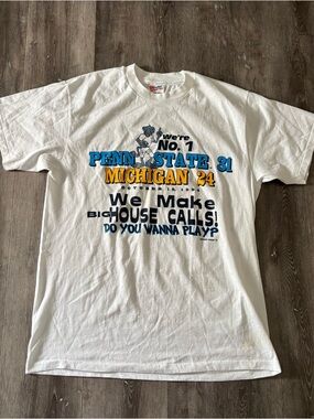 Vintage Penn State Nittany Lions Rose Bowl T Shirt 90s Size Large White College